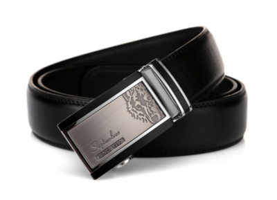 leather belt with auto lock buckle